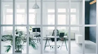 Interior of an office with large glass partition