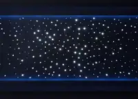 Ceiling of an aircraft cabin lit up by SCHOTT's Star Ceiling illumination system in Flickering Stars mode