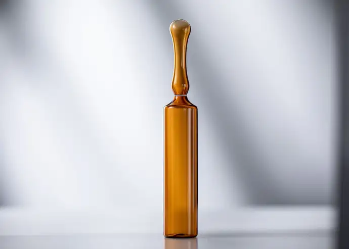 An amber glass ampoule 