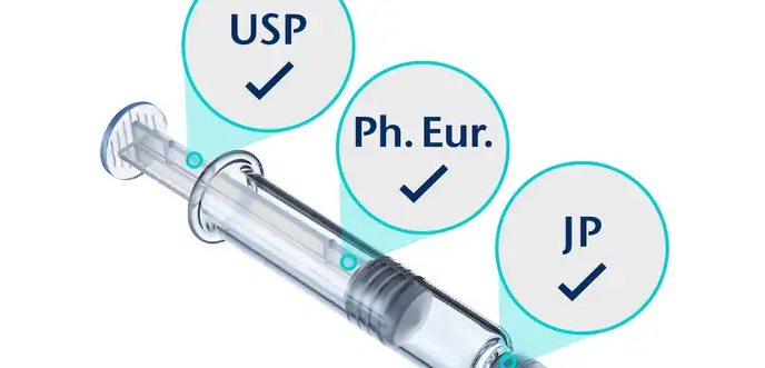 Compendial and non-conformity testing of glass syringe