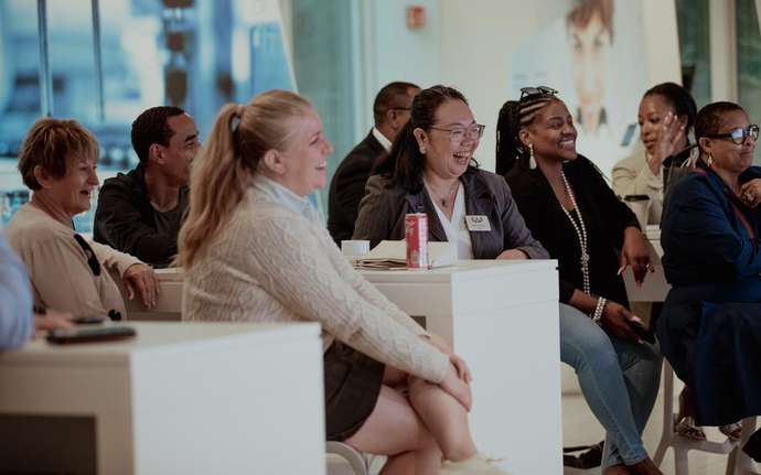 Group of people smiling	