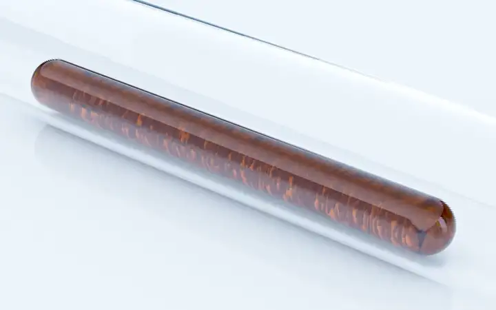 Three glass dowels made from DUROBAX® amber