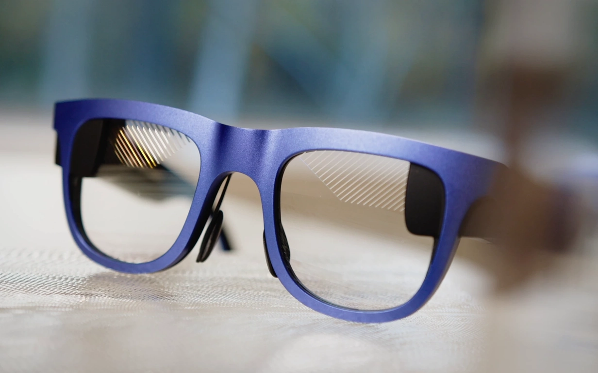 Waveguide prototypes in consumer-style frames. 