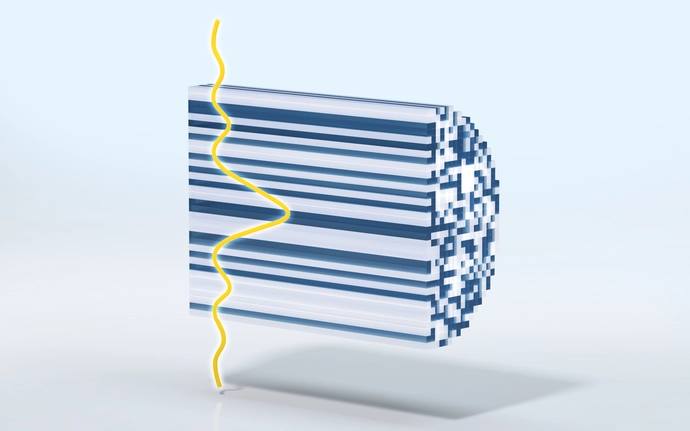 Rendering of a TALOF-based nano waveguide that transmits light.