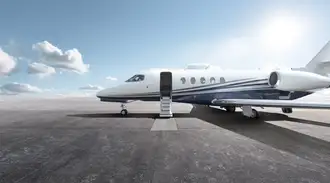 A private jet with open airplane stairs