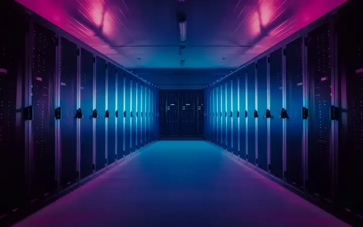 Interior of industrial data center 