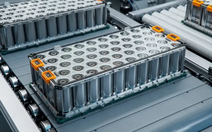 lithium-ion battery pack on the production line