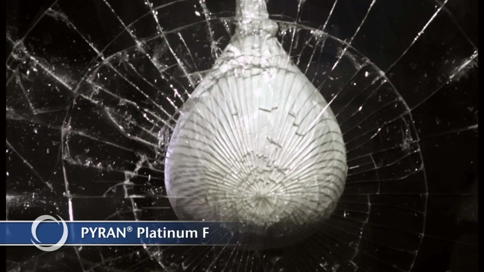 Clear glass panel undergoing an impact test 