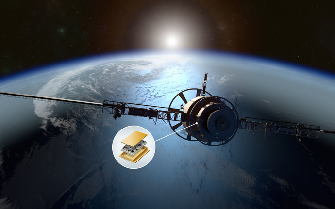 Satellite equipped with lightweight aluminum hermetic package by SCHOTT for aerospace applications