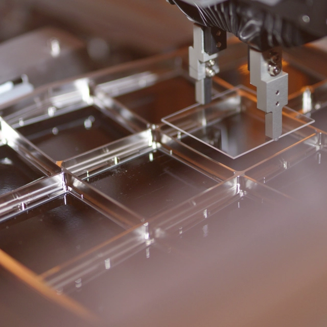 Waveguides undergo coating in the production process.