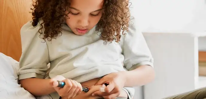 child injecting insulin or glp-1 at home