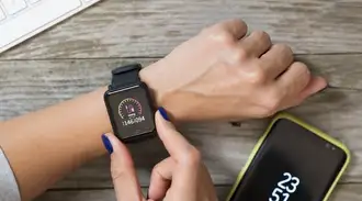 Female hand operating a smart watch