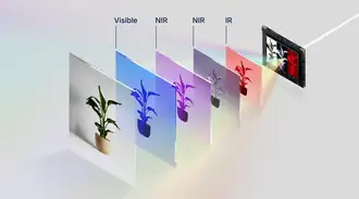 Spectral imaging through multiple wavelength filters from visible to NIR and IR illustrating controlled light transmission