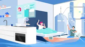 Illustration woman and man in futuristic apartment
