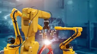 A group of robots working in a factory.