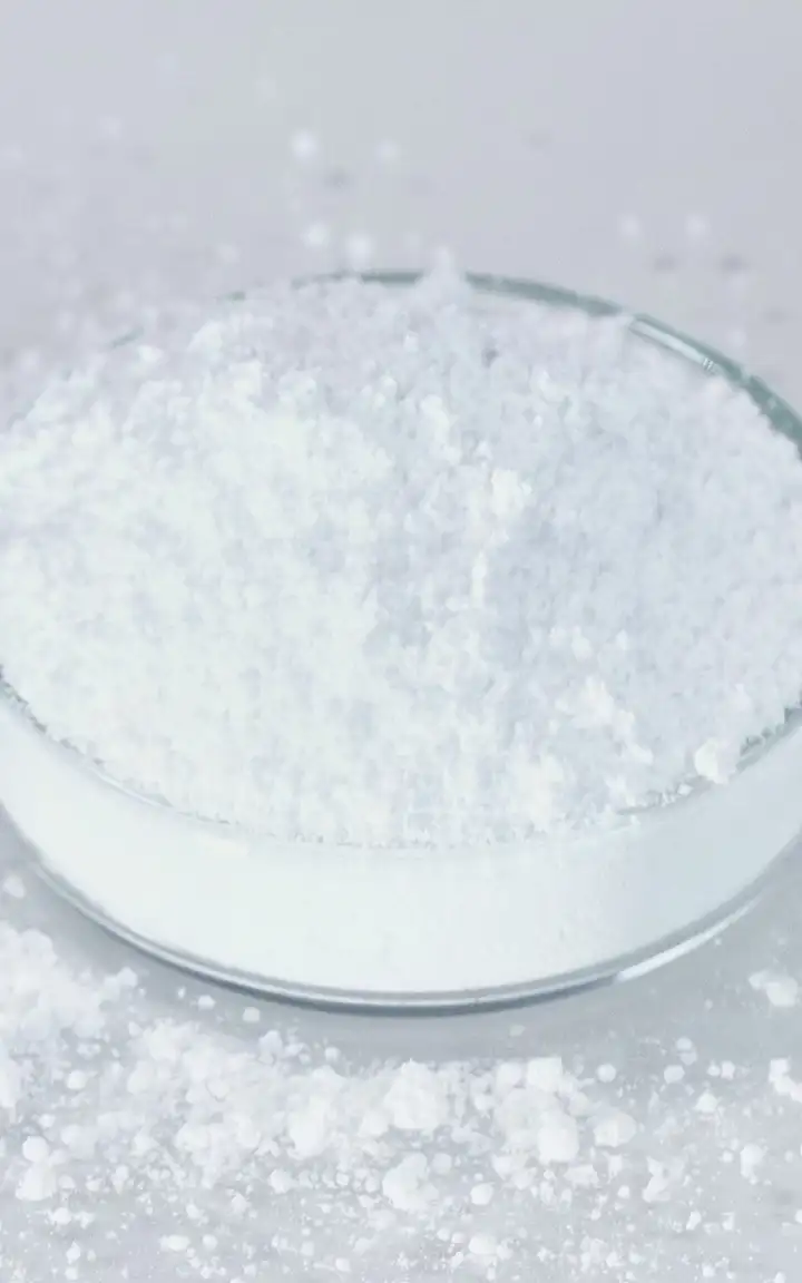 Glass powder in a round dish.