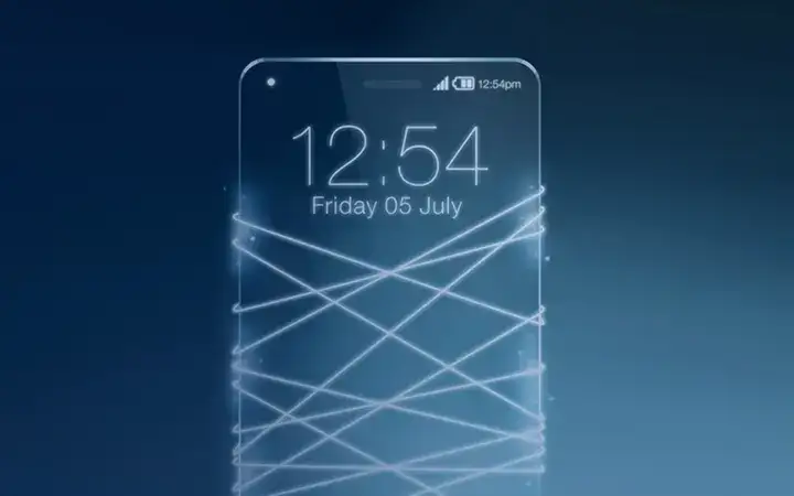 Smartphone display with series of white lines