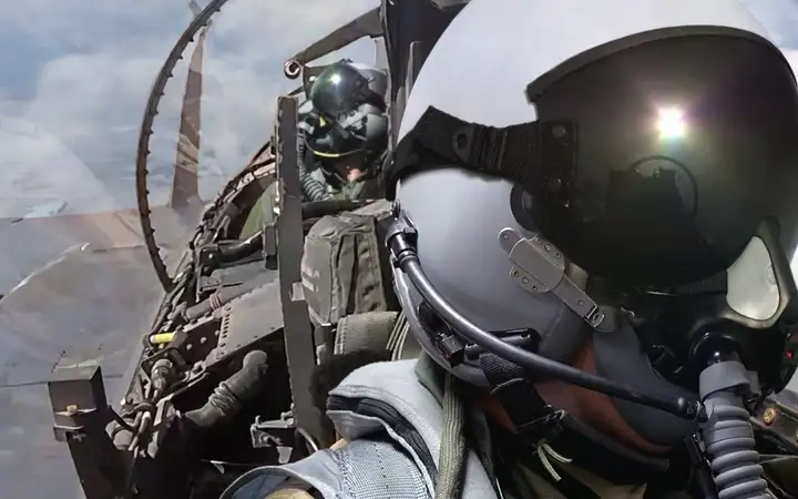 Pilot in cockpit of aircraft