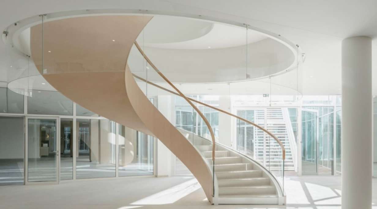 Spiral staircase in the middle of the Origine office in Nanterre, France