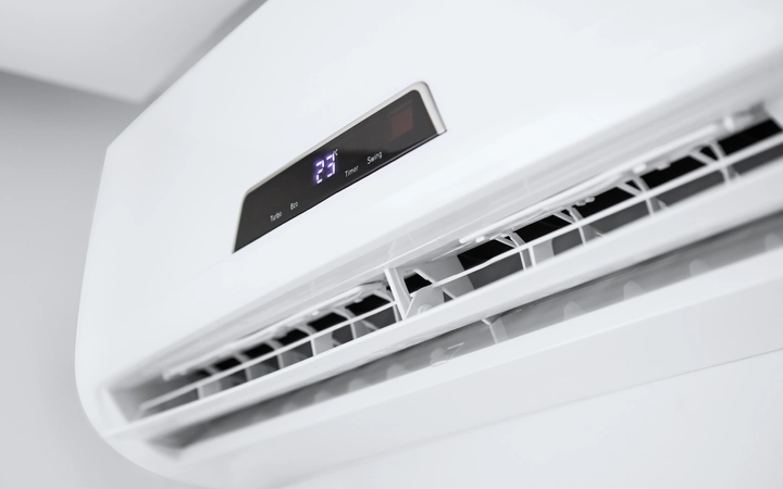 White air conditioning unit with digital display