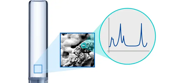 Particle analysis in an ampoule