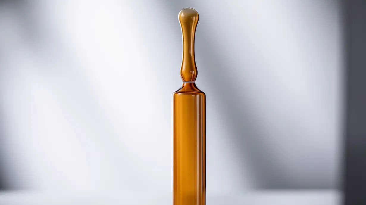 An amber glass ampoule 