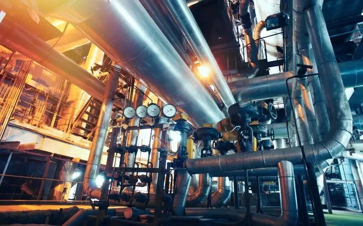 Interior view of an industrial production plant