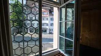 Open window in the Abbey Library of St. Gall 