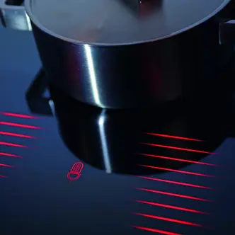 Black CERAN® glass-ceramic cooktop with red lights