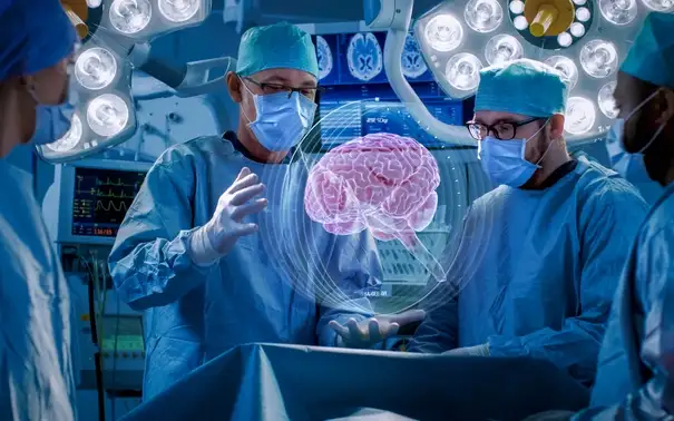 Surgeons use AR glasses to project an image of a brain before performing surgery