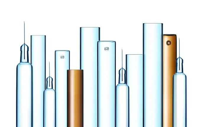 	Selection of glass syringes, cartridges, and tubing for pharmaceutical packaging