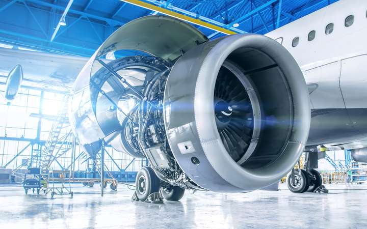 Modern jet engine symbolizing SCHOTT’s hermetic components for high-reliability aviation systems