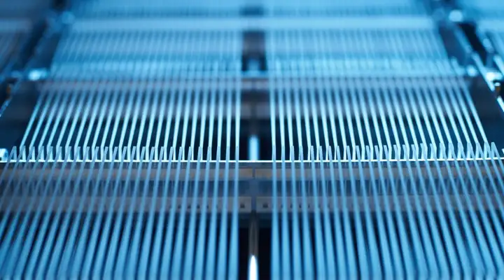 Glass rods aligned in a clean manufacturing setup