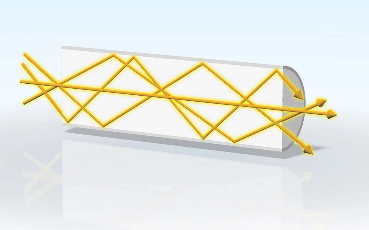 Illustration of the functional principle of a multi-mode fiber