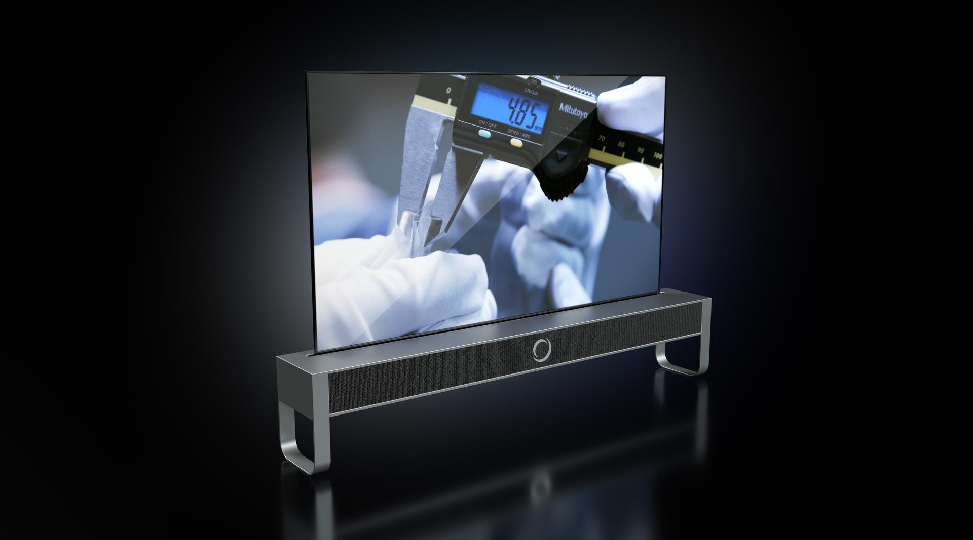 Flexible digital display rolled up into a stand