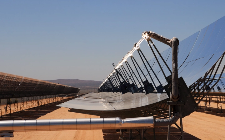 Large solar power plant in the middle of a desert