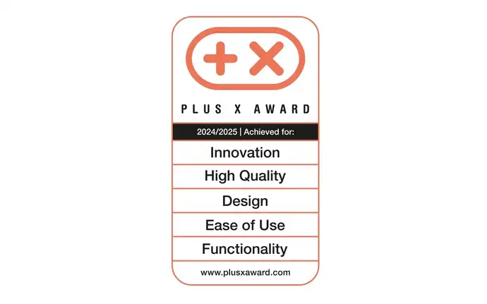 Plus X Award seal for innovation, high quality, design, user-friendliness and functionality, awarded to the product CERAN® matte line.