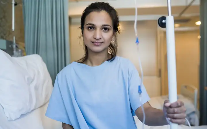 Female patient in a hospital ward
