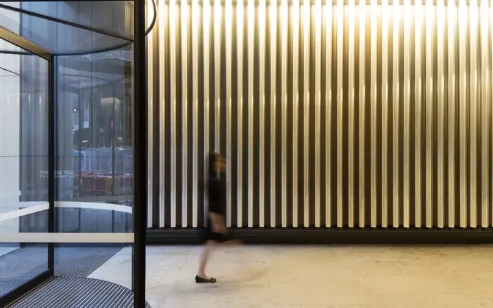 Partition wall inside an office made with SCHOTT glass tubes