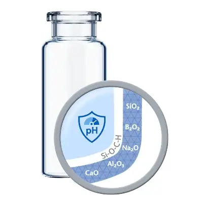   Transparent EVERIC® care vial with close up of glass structure