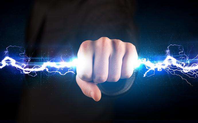Hand with electricity
