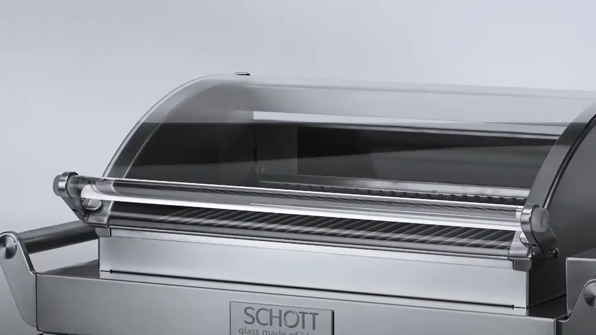 Grill in Silber mit SCHOTT NEXTREMA® Glaskeramik-Sichtscheibe