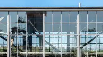 Close up of the Bromma Stockholm Airport glass façade