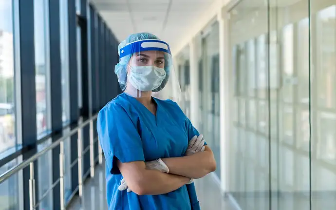 Woman in medical clothing