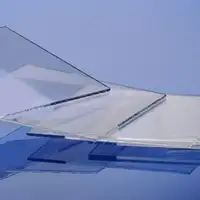 Cascade of clear square SCHOTT glass on a blue background