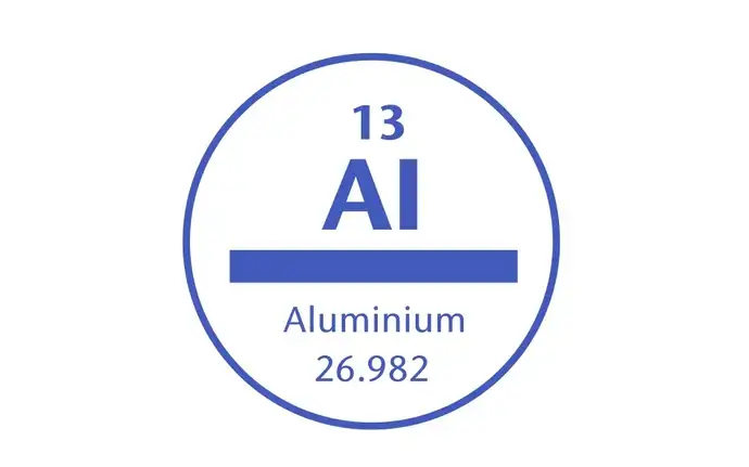 Symbol mit den physikalischen Daten des Elements Aluminium