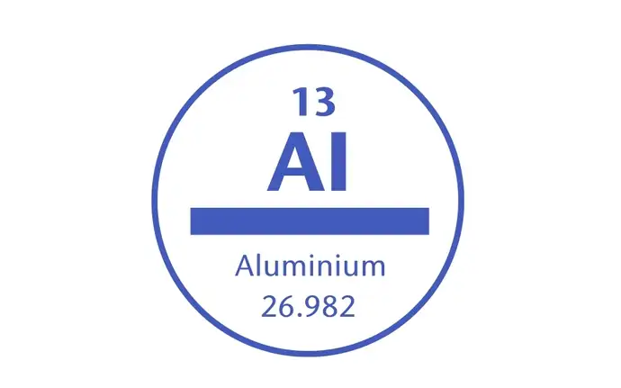 Symbol mit den physikalischen Daten des Elements Aluminium