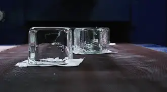 Glass cools into cubes before processing