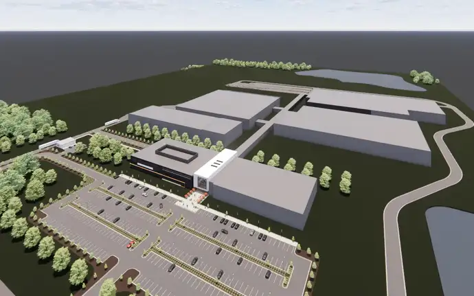 Darstellung der neuen geplanten SCHOTT Pharma Produktionsstätte in Wilson, North Carolina.