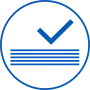 Icon of five stacked lines with a tick on top